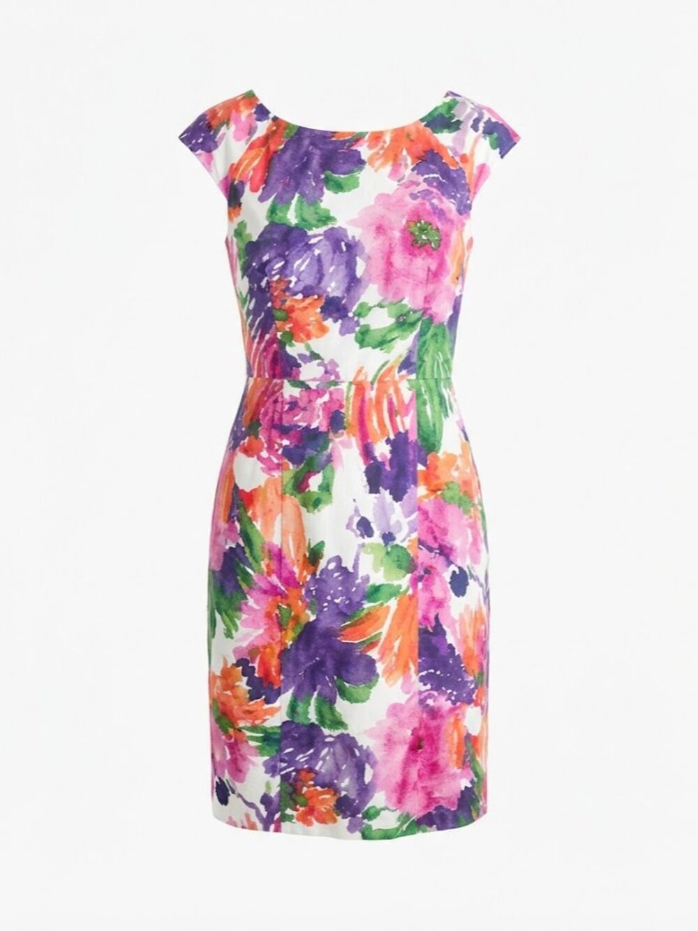COTTON J. Crew White Floral Watercolor Sheath Dress | size 6